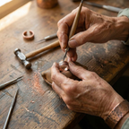 Margaret copper ring worn on the hand
