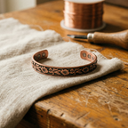 Mary vine and flower copper bracelet
