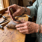 Miranda copper bangle worn on the wrist