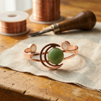 Muriel green stone copper cuff