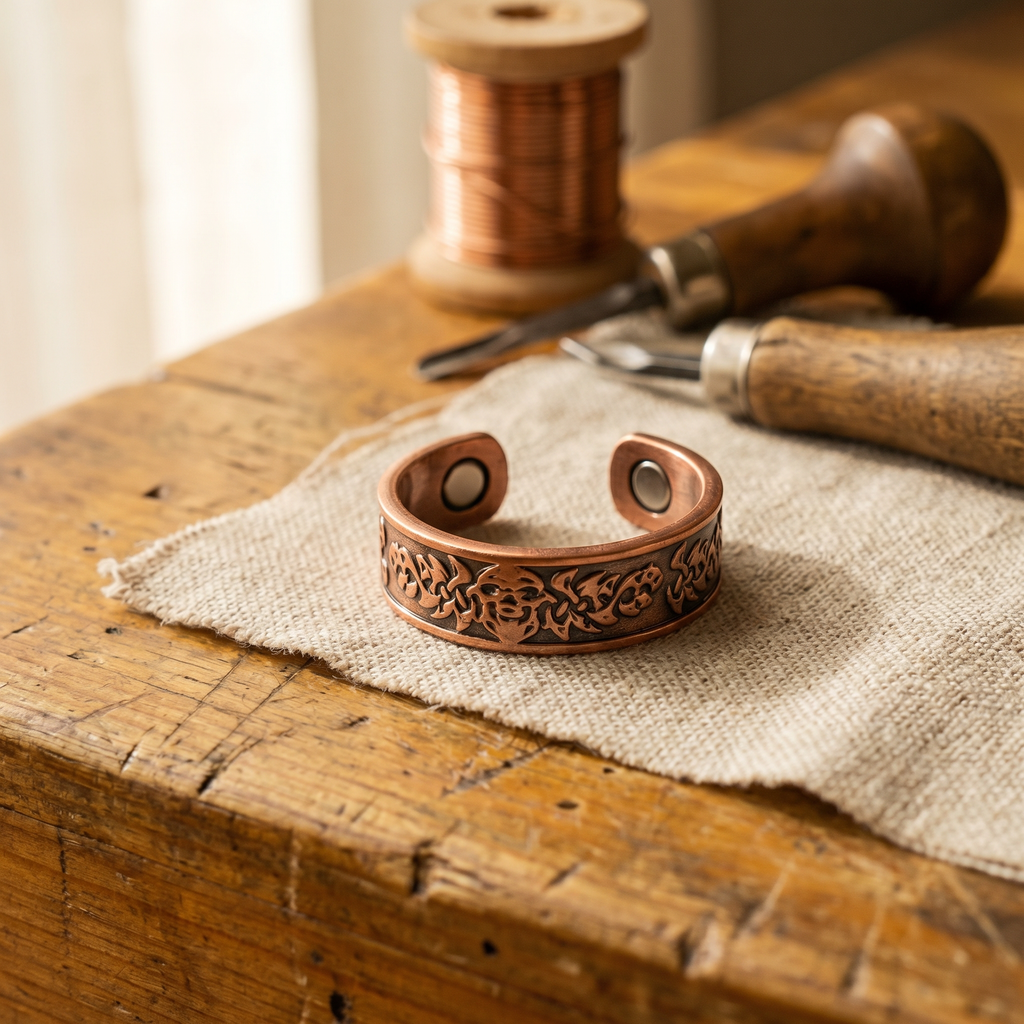 Myrtle floral engraved copper ring