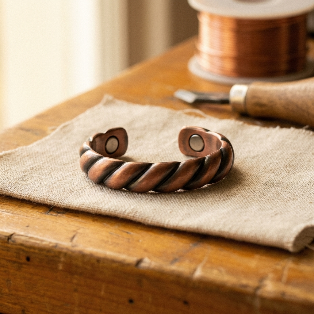 Nesta twisted ridge copper ring