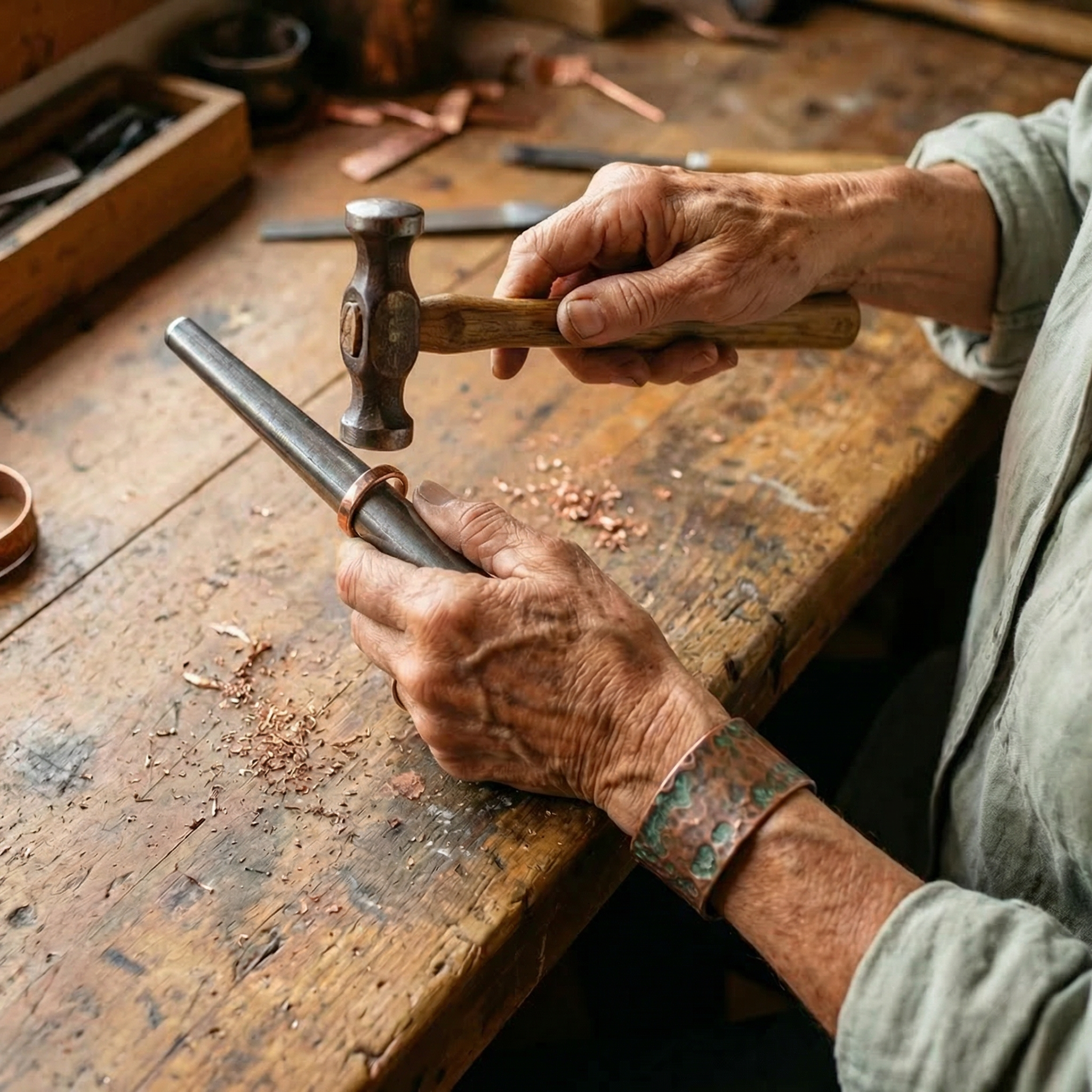Nesta copper ring worn on the hand