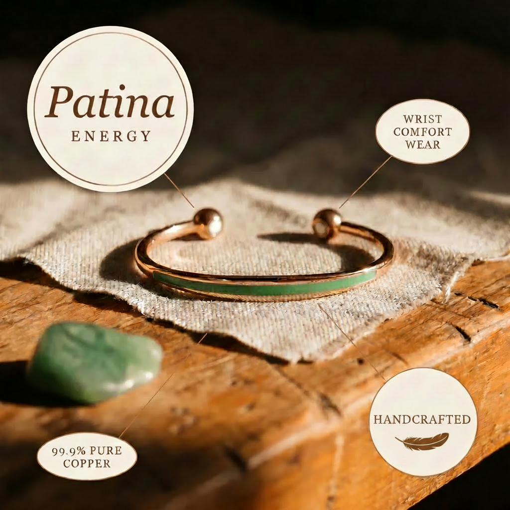 Olive copper bracelet close up
