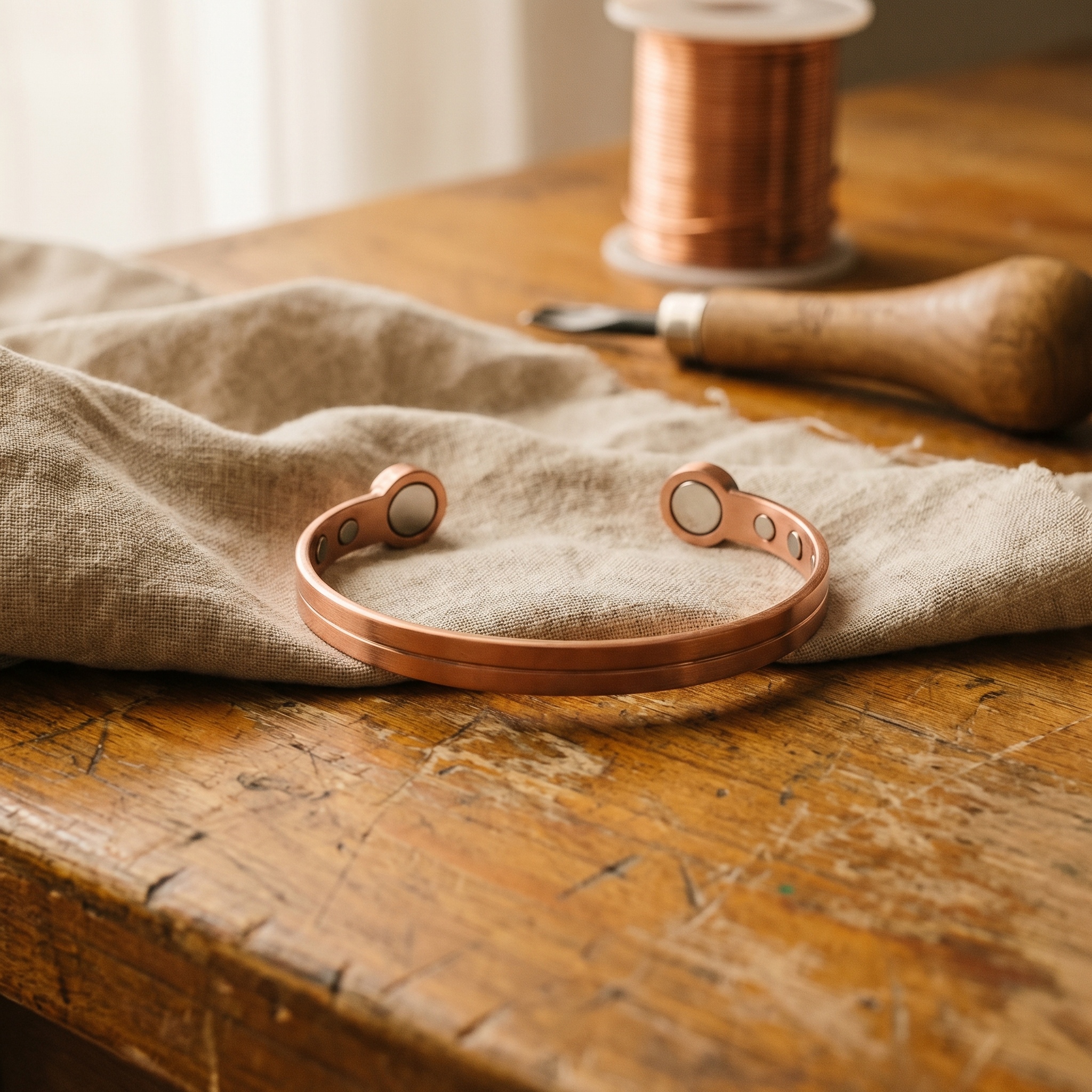 Penelope channel line copper bracelet