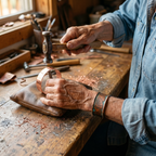 Penelope copper bracelet worn on the wrist