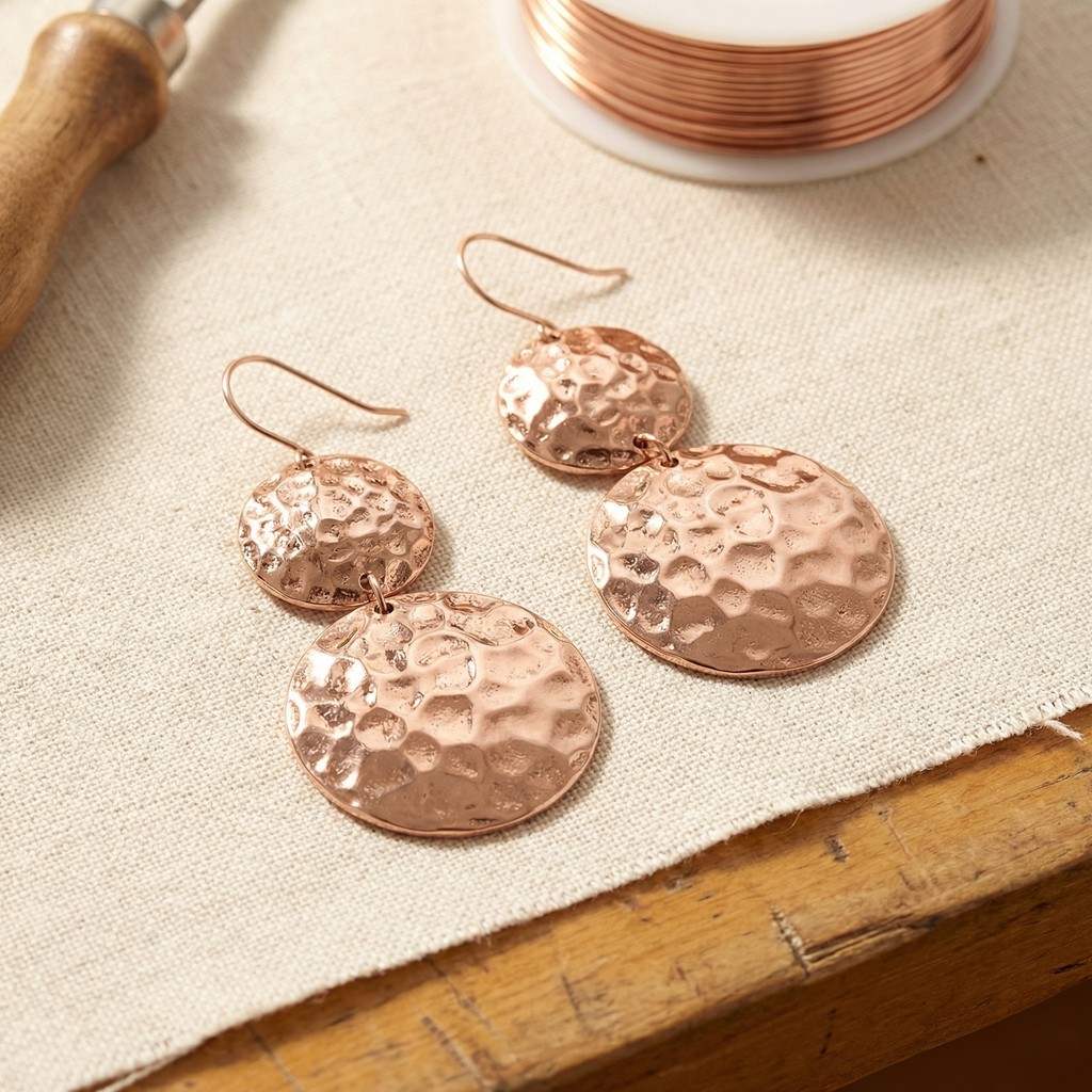 Primrose swinging disc copper earrings