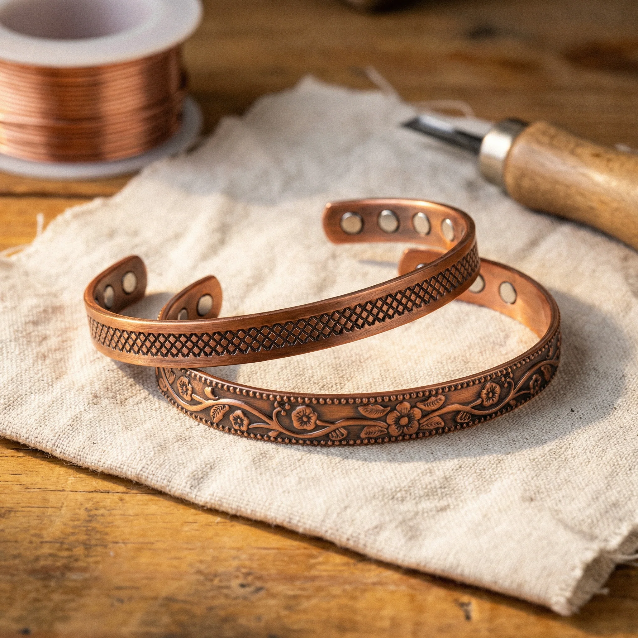 Priscilla braided copper cuff bracelet