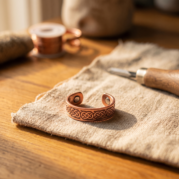 Prudence green stone copper ring