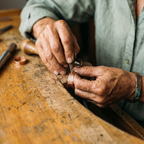 Prudence copper ring worn on the hand