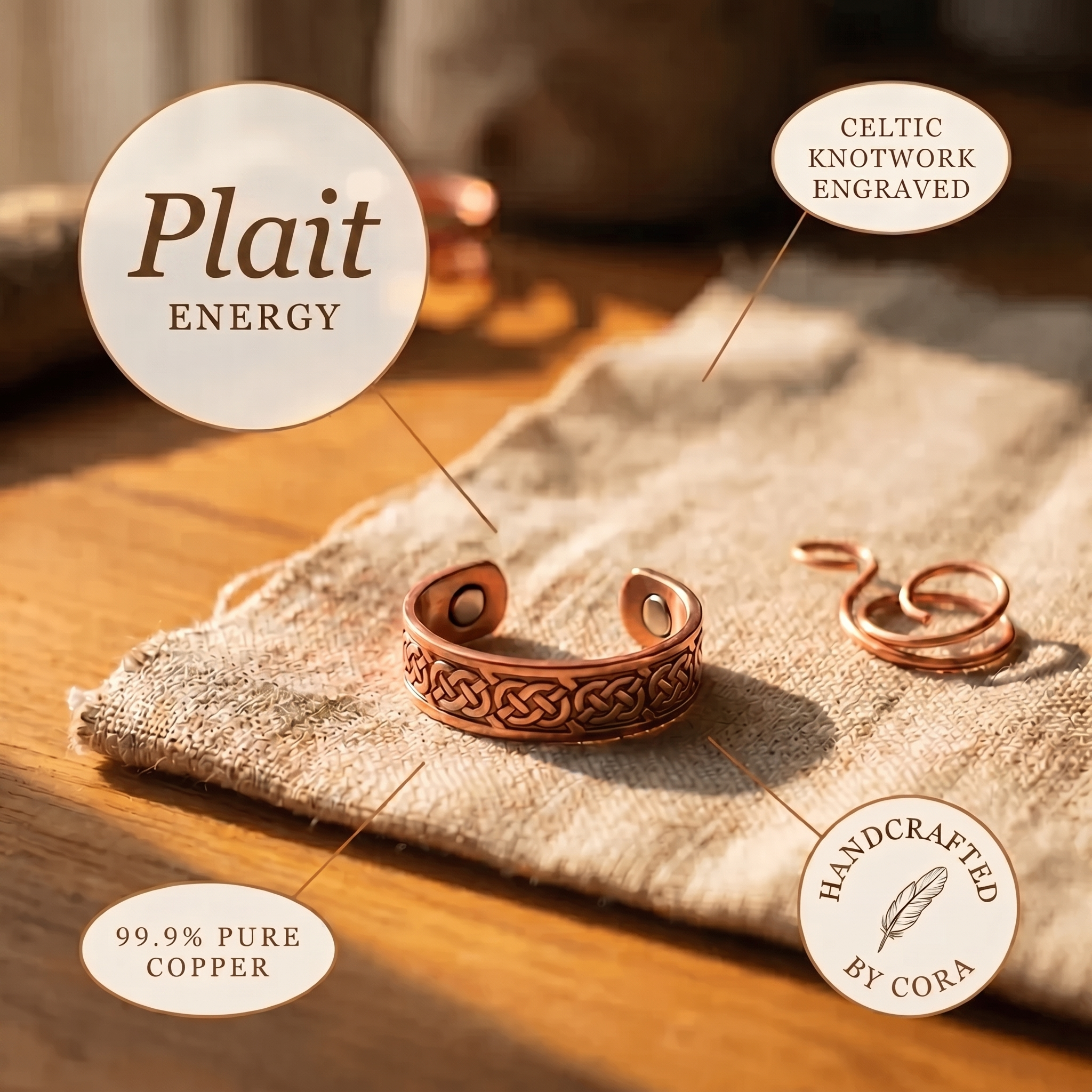 Prudence copper ring close up
