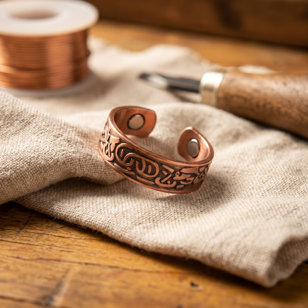 Rosalind hand-engraved copper ring