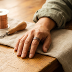 Rosalind copper ring worn on the hand