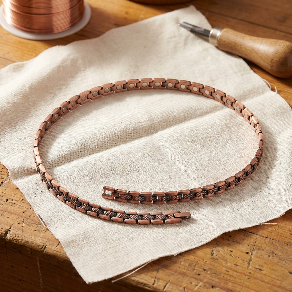 Rowena copper necklace link detail