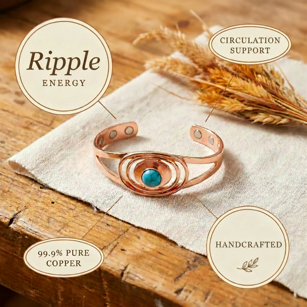 Selina copper bracelet worn on the wrist