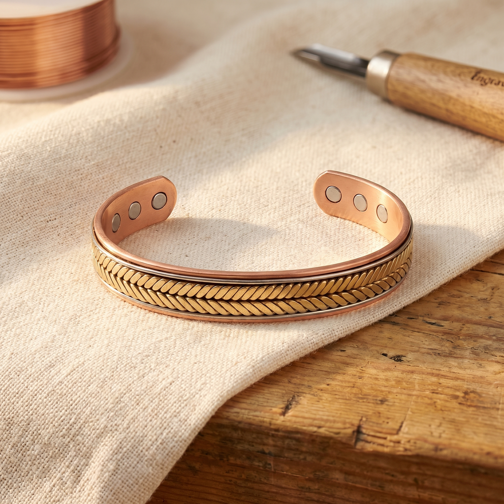 Sophia chevron braid copper bracelet