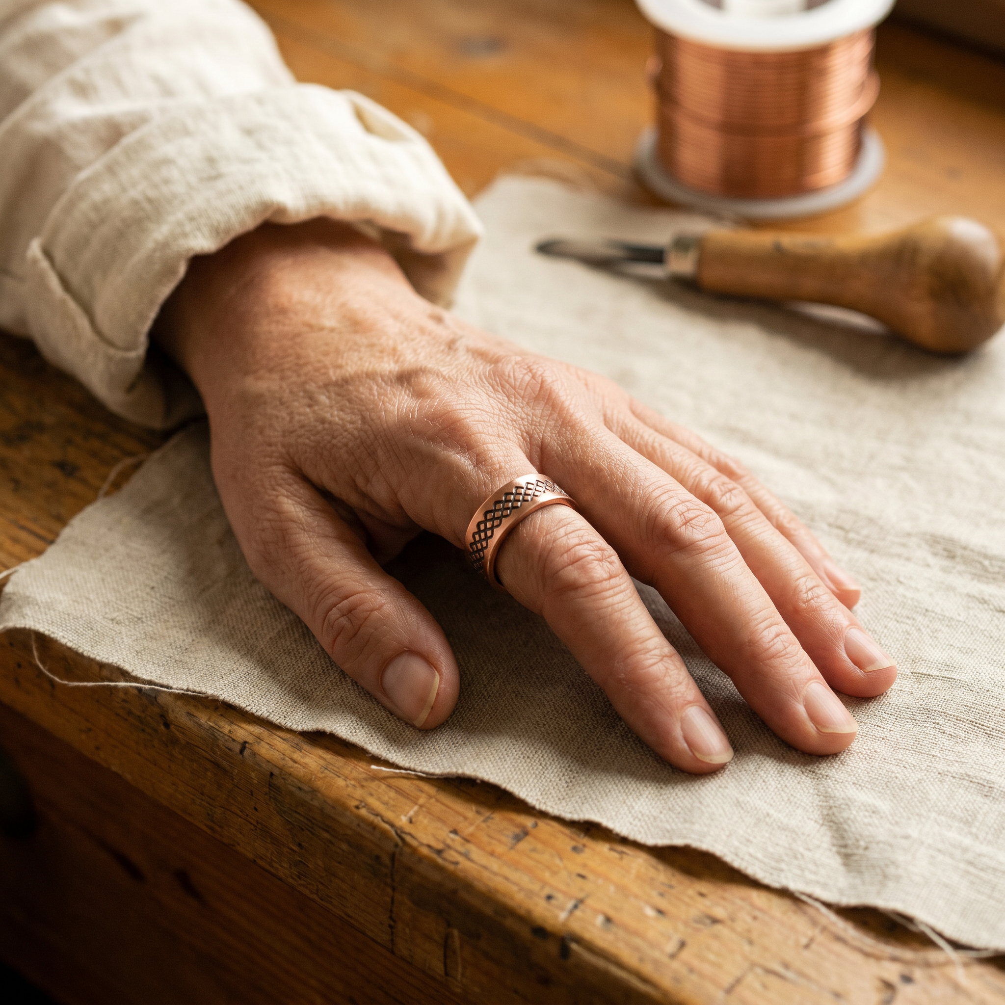 Thomasina copper ring lattice detail