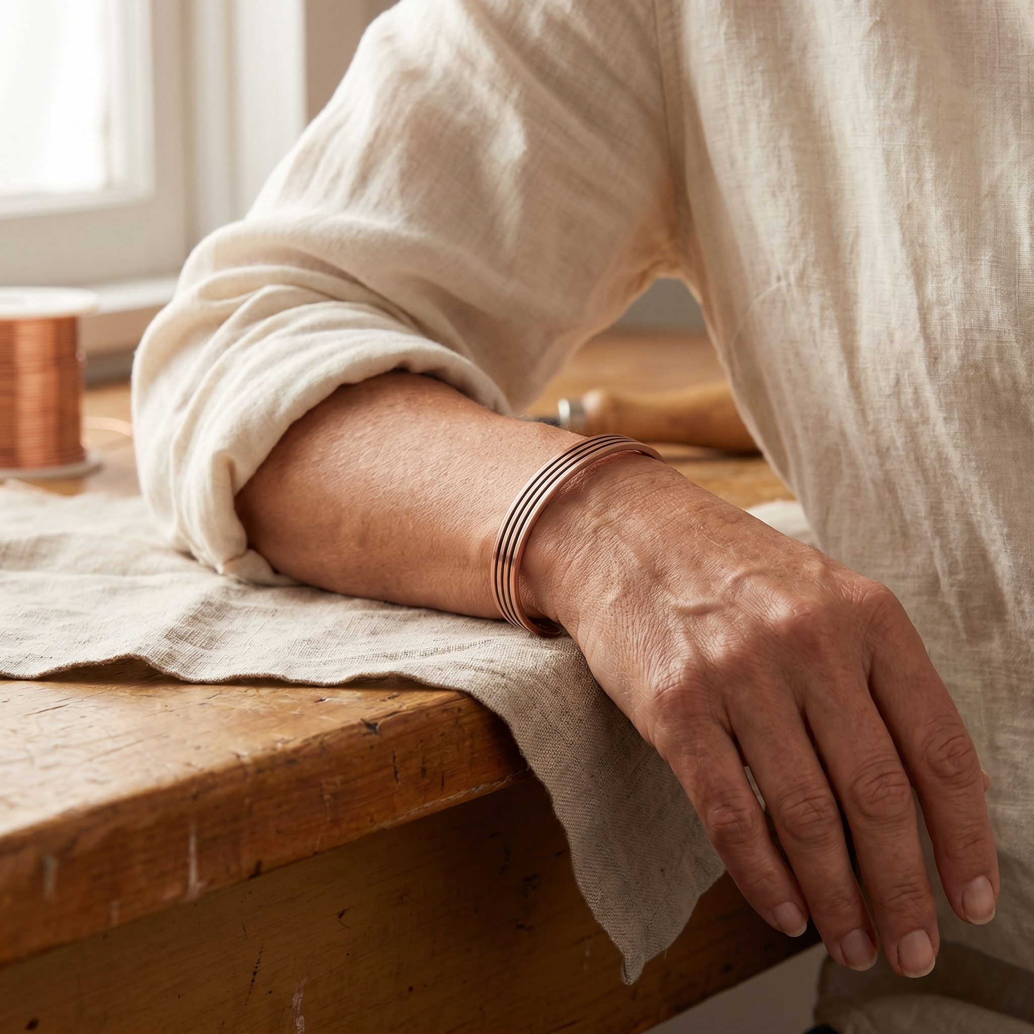 Viola copper bracelet line detail