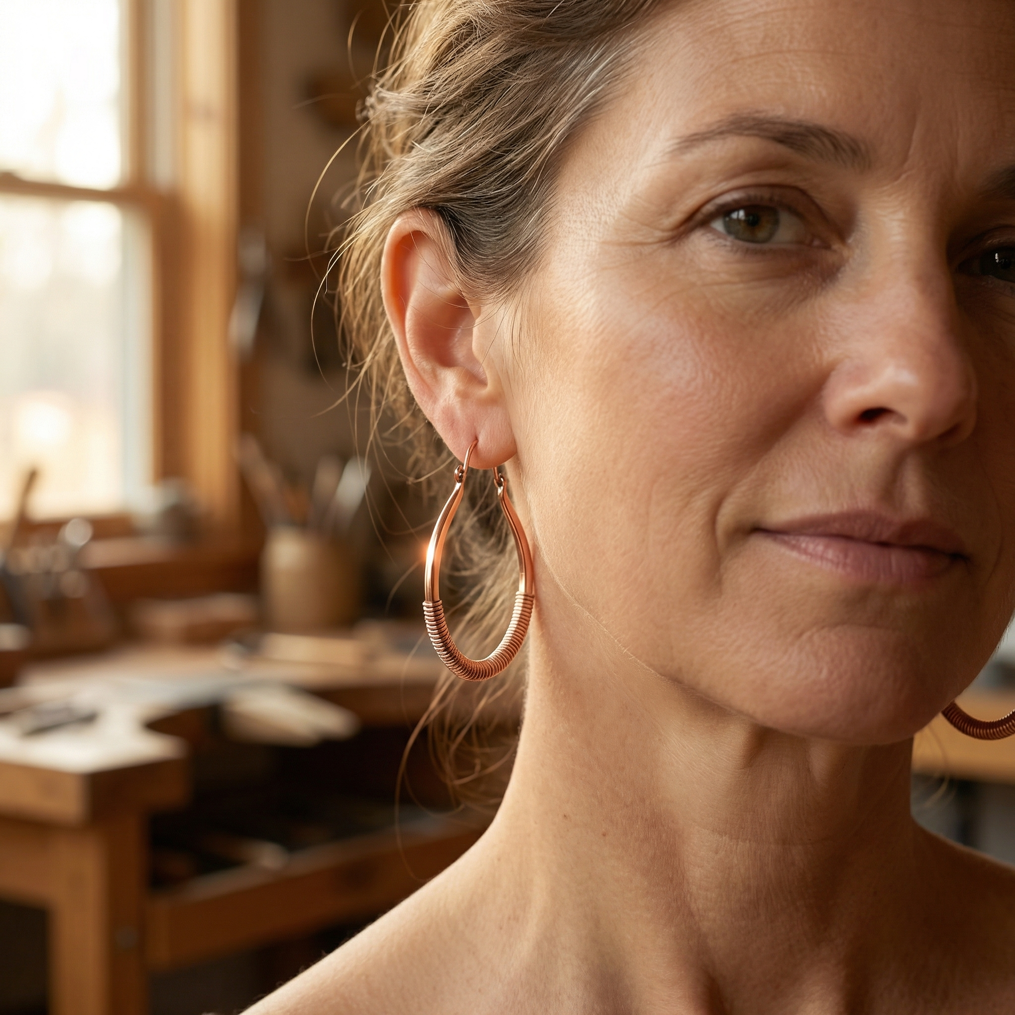 Vivienne copper earrings coil detail