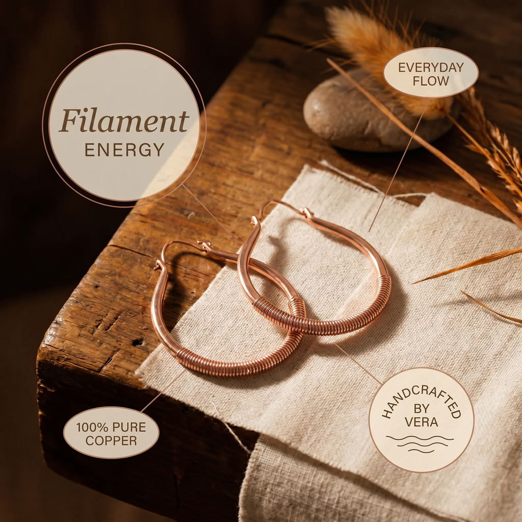 Vivienne copper earrings close up