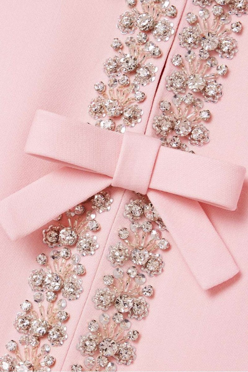 Zoey - Bow with Crystal Embellished Midi Dress