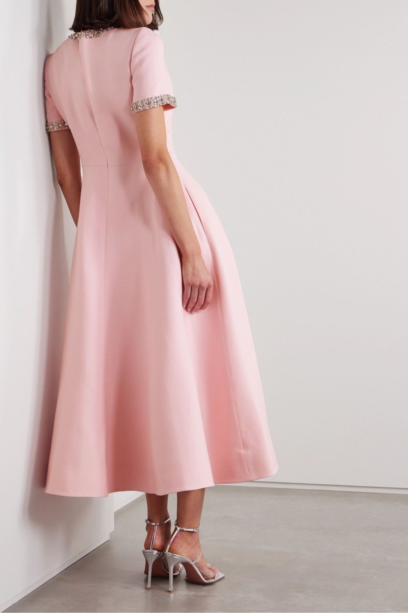 Zoey - Bow with Crystal Embellished Midi Dress