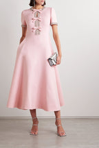 Zoey - Bow with Crystal Embellished Midi Dress